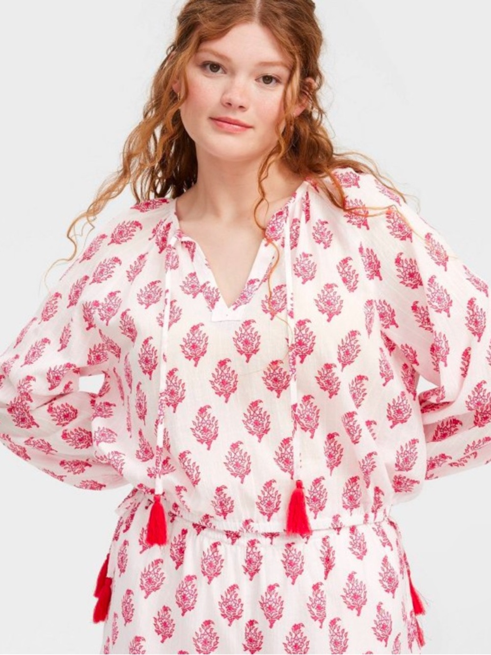 Roller Rabbit x Target Women's Long Sleeve Tie-Neck Boho Top